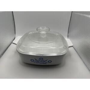 Vintage Corning Ware Blue Cornflower 1 Quart Square Casserole A-1-B with Lid